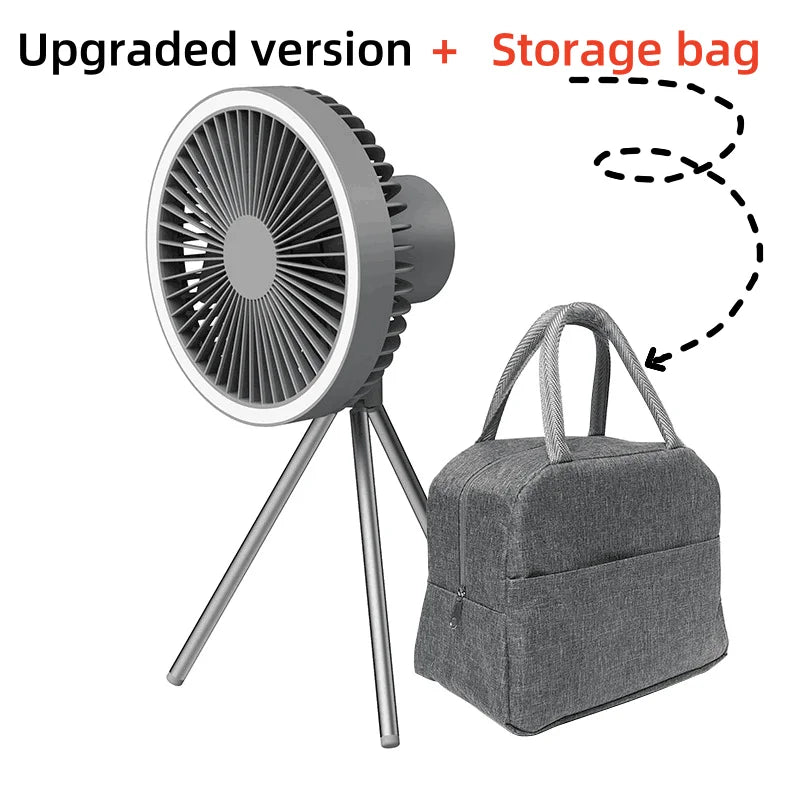 2024 New Portable Tripod Camping Fan 10000mAh USB Rechargeable Multifunctional Mini Outdoor Tent Wireless Ceiling Electric Fan