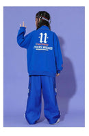 Boys Hip Hop Pullover Street Dance Cargo Pants Girls High Collar Sweatshirt Outfits Kids Jazz Sport Clothes Set Child Streetwear