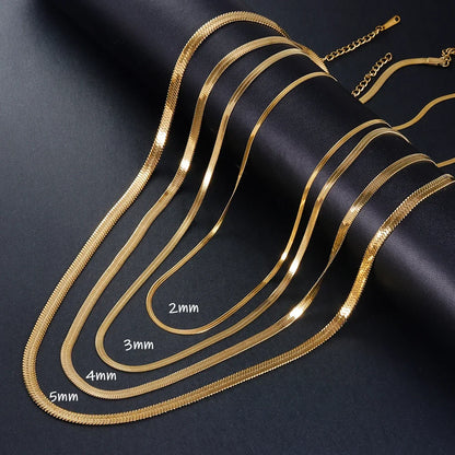 Colar de Corrente Cobra Dourada para Mulheres e Homens, Gargantilha Espinha de Herringbone, Correntes de Pescoço 925 Prata Esterlina, Trend Jewelry Gift, 2024