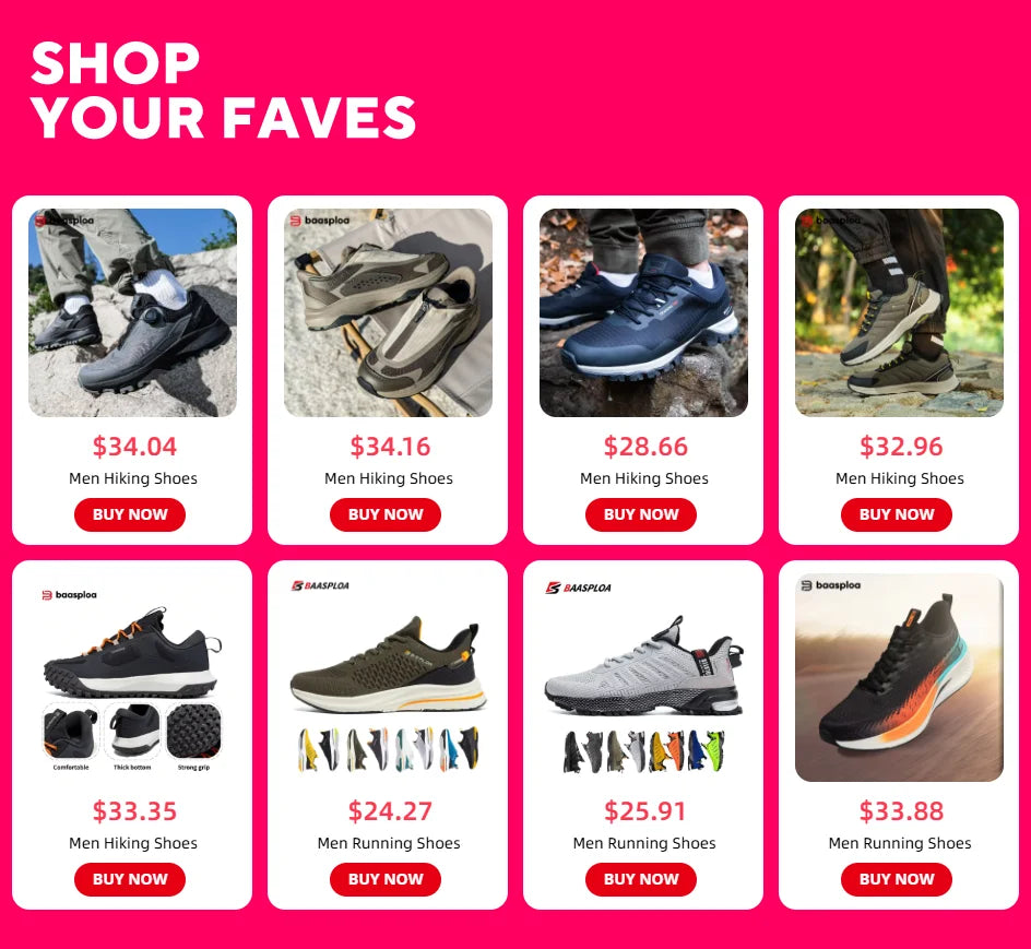 Baasploa New Running Shoes Men Casual Lightweight Mesh Walking Shoes Male Outdoor Breathable Non-Slip Tennis Sports Shoes