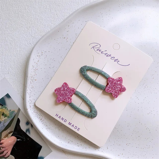 Bonita pinza para el pelo con forma de estrella de cinco puntas para niña, conejito, flequillo lateral, pelo roto, pinza BB, accesorios para el pelo de bebé. 