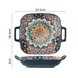 1Pcs Bohemia Retro Ceramic Dinner Plates Sets Food Plate Household Tableware Set Breakfast Plates Salad Soup Bowls Dinnerware