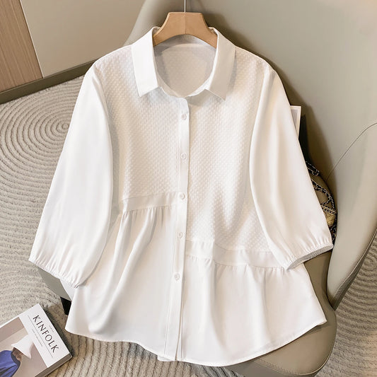 Camisas de talla grande para mujer, primavera-verano 2025, recién llegadas, diseño de moda coreana, camisas y blusas en blanco o negro, blusas para mujer.