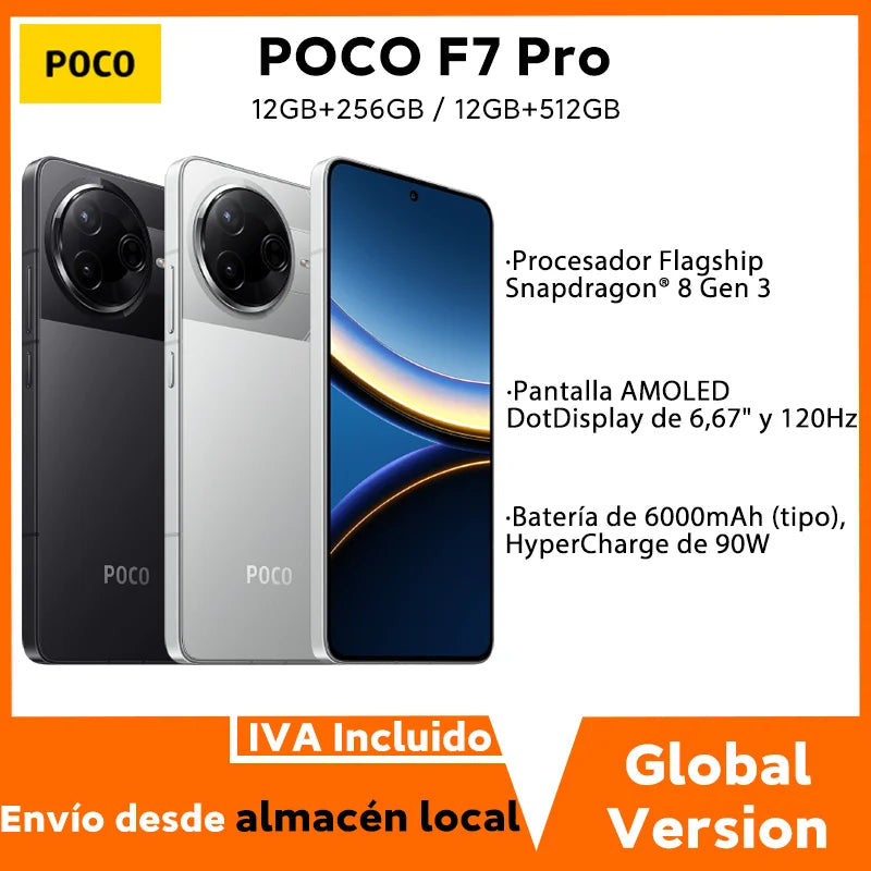Global Version POCO F7 Pro Snapdragon 8 Gen 3 Smartphone 6.67'' 120Hz Display 50MP Camera 6000mAh Battery 90W IP68 Cellphone