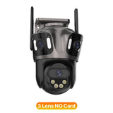 Three Screen WIFI IP Camera Outdoor 4K Dual Lens PTZ Camera Ai Human Detection IP66 Waterproof CCTV Video Security Camera iCsee