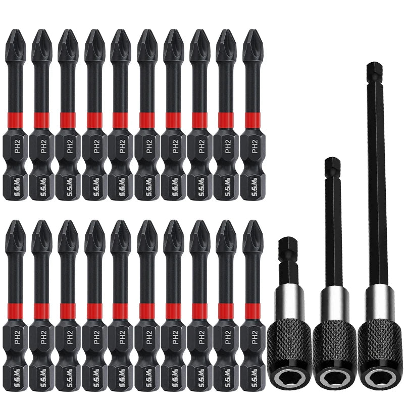 39pcs Screwdriver Bit Set Strong Torque Screwdriver Impact Driver Bit Set Non-slip Magnetic Batch Head Impact Screwdriver Bit