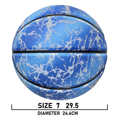 Glow Reflective Basketball Adult&Children Youth Wear-resistant Luminous Basketball Size 7/6/5 Pu Soft Leather Game Training Ball