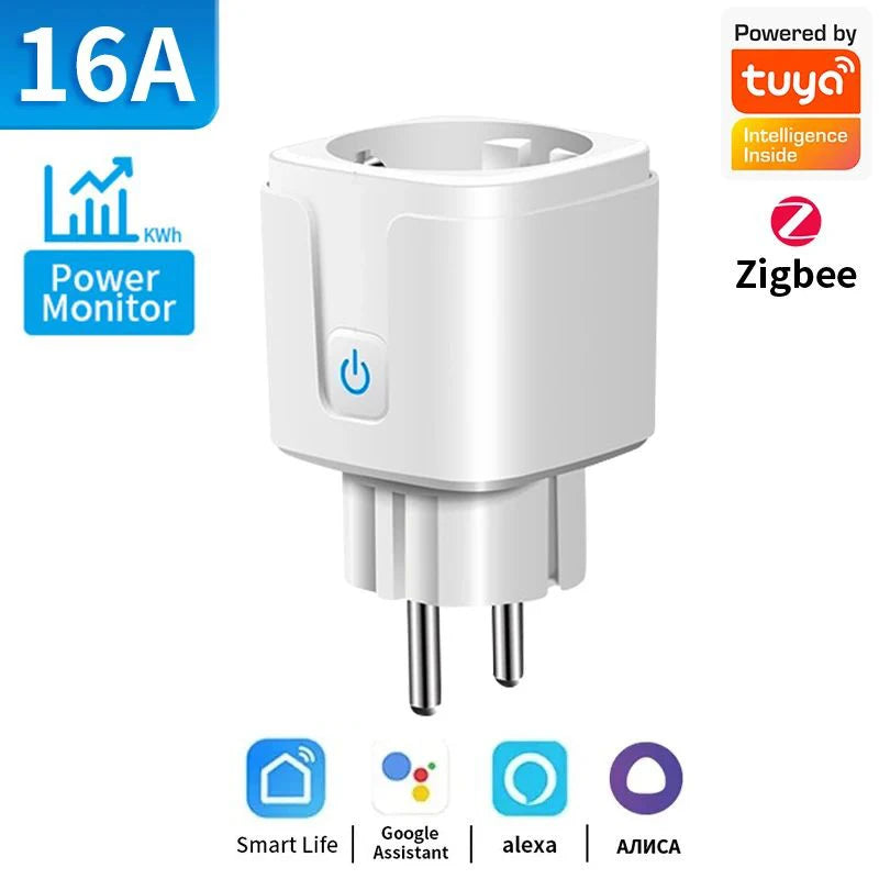 TNCE Tuya WiFi/Zigbee Smart Plug 16A/20A EU Smart Socket With Power Monitoring Timing Function Work With Alexa GoogleHome