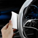 3PCS Carbon Fiber Car Round Steering Wheel Cover Non-Slip Steering Cover Protector Anti Dust Washable Interior Auto Accessories