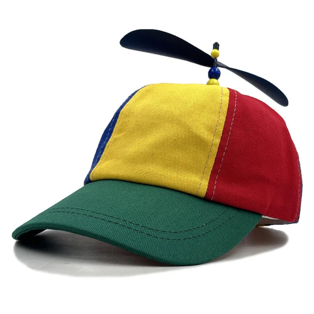 Detachable Propeller Baseball Cap Cotton Color-block Bamboo Dragonfly Sunscreen Adjustable Colorful Helicopter Spiral Hat