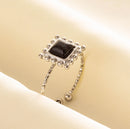 1pc Boho Turquoise Ring Stainless Steel Black Stone Silver Color Adjustable Ring Women Ethnic Ring Bohemian Jewelry Gift No Fade