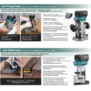 Makita DRT50 Original Cordless Trimmer Rechargeable Trimming Machine Brushless Slotting Tool Milling Woodwork Engraving Machine