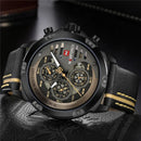 NAVIFORCE Men Watch Sport Man Wristwatch Top Brand Luxury Gold Military Date Week Genuine Leather Quartz Male Clock Gift 9110