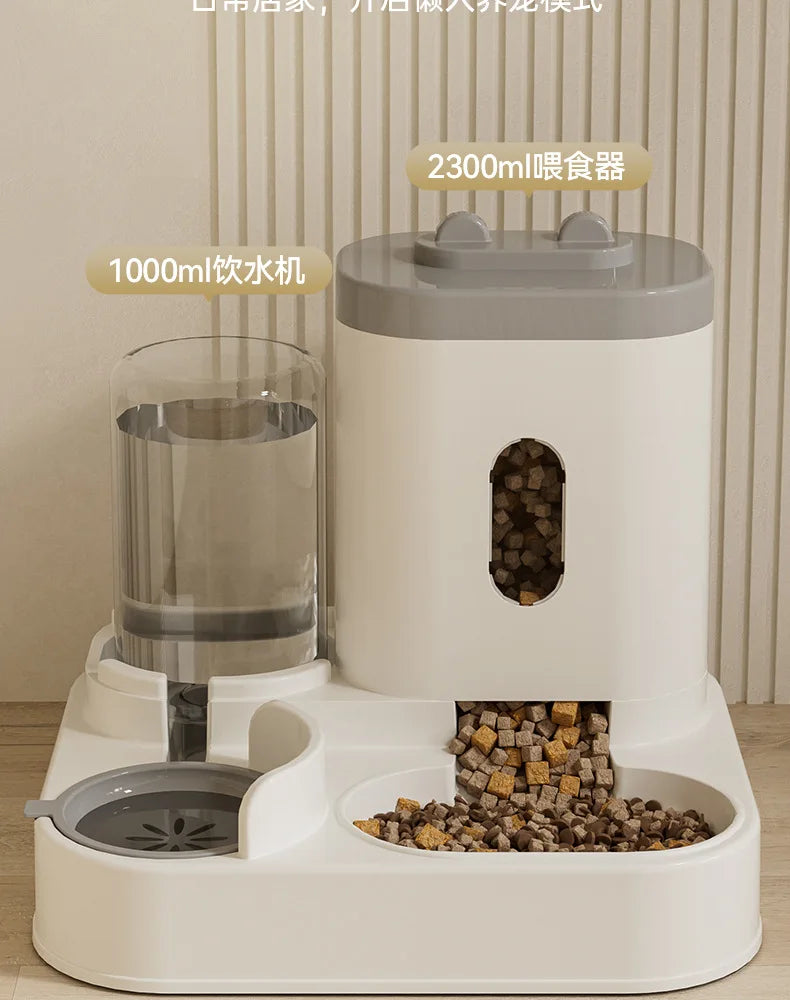 Automatic Feeder Cat Dog Food Bowl With Water Fountain Pet Large Capacity Raised Stand Dish Bowl For Cat Drinker Accessories