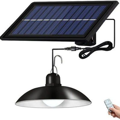 Solar Pendant Lights, Dusk to Dawn Auto Lamp with Remote Controller for Barn Shed Barn Chicken Coop Bullpen  etc