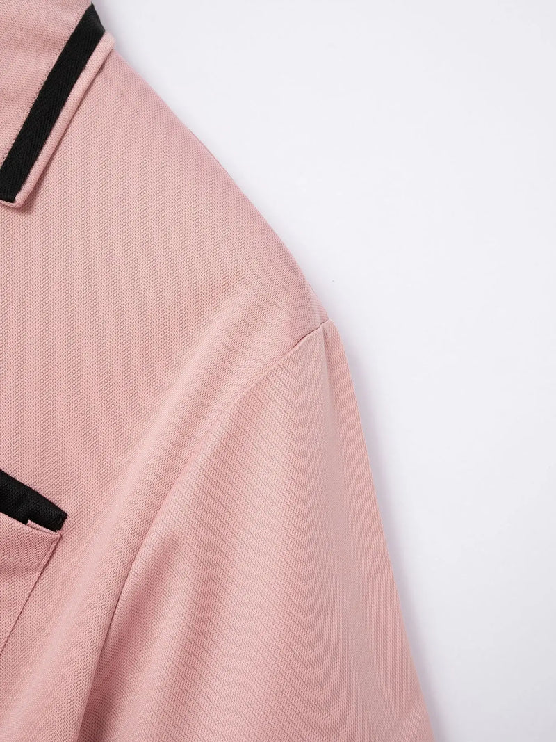 Men's Zipper Short-Sleeved Striped Polo Shirt Spring And Summer Fashion Casual Tops Street Outdoor Sports Wear Men's Clothing