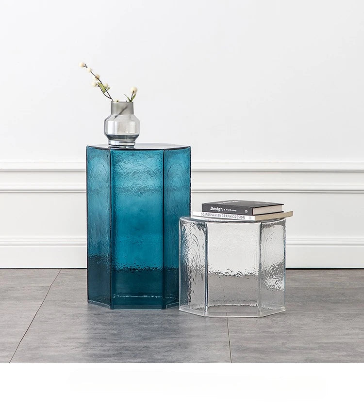 Artistic Glass Coffee Tables, Creative Design End Tables for Living Room , Stylish Accent Tea Table with Various Sizes & Colors