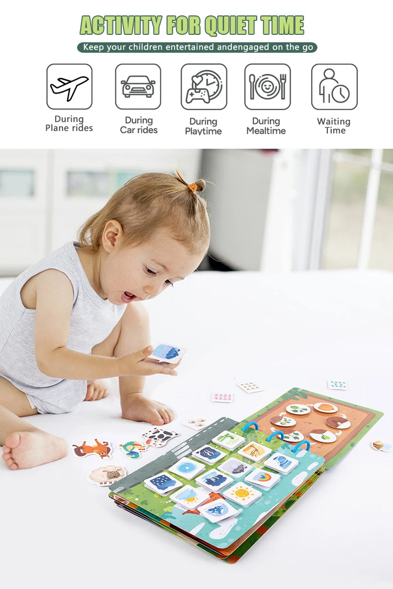 Montessori Busy Book for Kids Sticker Quiet Book Baby Early Educational Toy toddlers Matching Puzzles Game Learning Toys Gifts