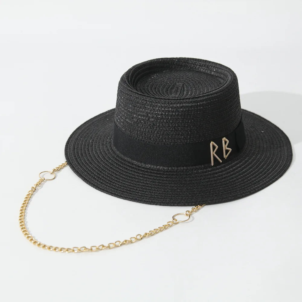 Summer Straw Hats for Women Ribbon Decoration Elegant Ladies Party Dress Hats Travel Beach Sun Hat Chapeau Femme