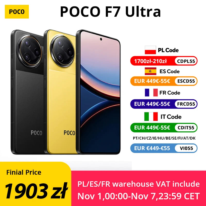New POCO F7 Ultra Global Version Smartphone Snapdragon®8 Elite 50 MP triple camera with 6.67 "120Hz OIS and 120 W NFC power