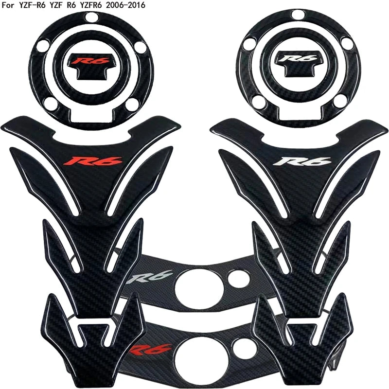 R6 Sticker 3D Carbon Look Motorcycle Tank Pad Protector Stickers Case for Yamaha YZF600 YZF-R6 R6S Tankpad Decals