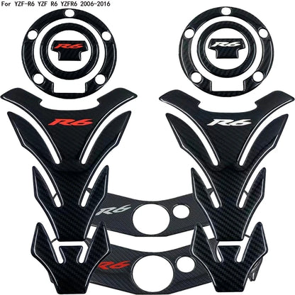 R6 Sticker 3D Carbon Look Motorcycle Tank Pad Protector Stickers Case for Yamaha YZF600 YZF-R6 R6S Tankpad Decals