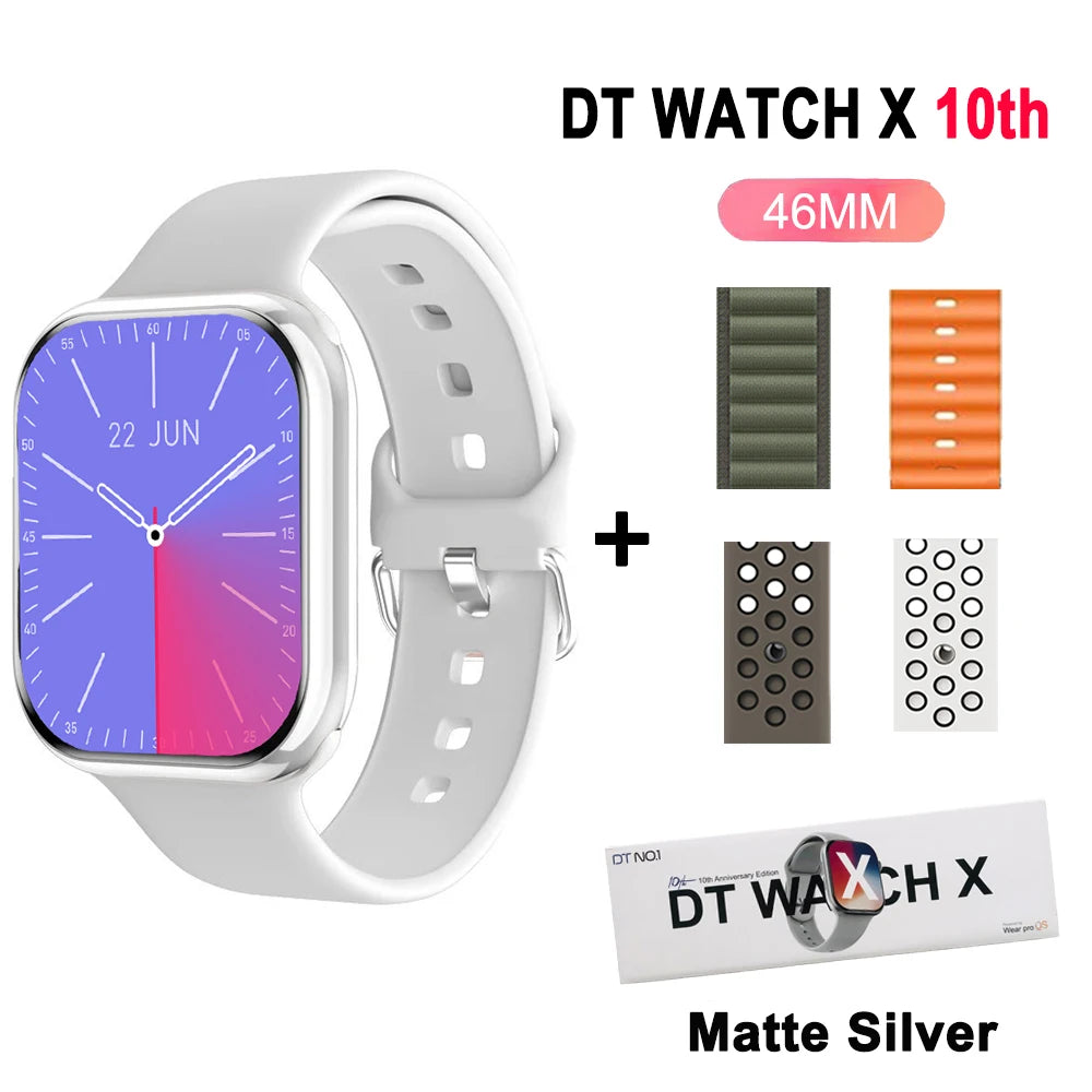DT Watch 10 Smartwatch DT Watch X AMOLED 46mm Screen Video Play Local Music 4GB NFC ChatGPT Compass Smartwatch For Apple Android