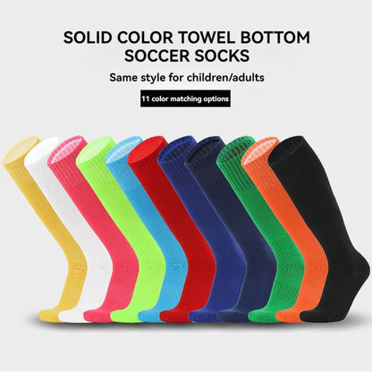 Loogdeel Football Sports Socks Long Knee Cotton Solid Color Kids Legging Stockings Soccer Baseball Ankle Adults Children Socks