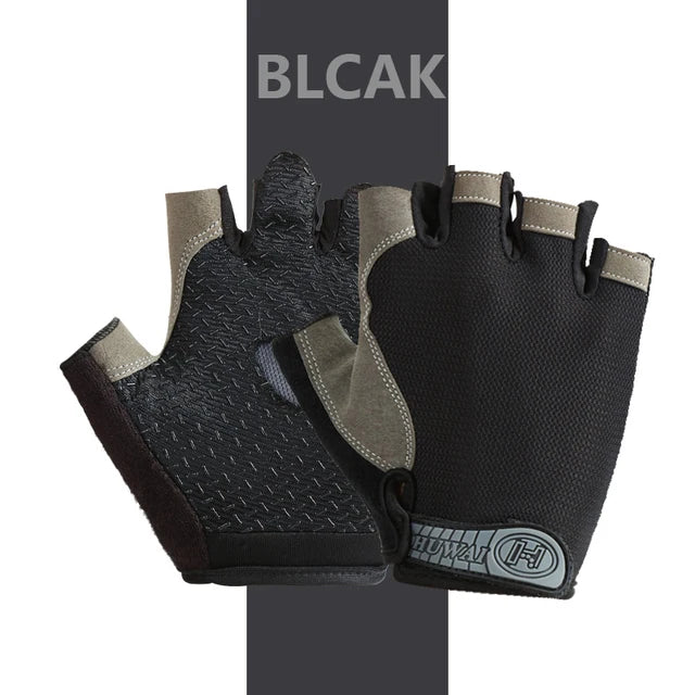 Anti Slip Half Finger Gloves for Men and Women, Dumbbells, Breathable, Elastic, Shock, Exercise, Sports, Cycling, Bicycle 