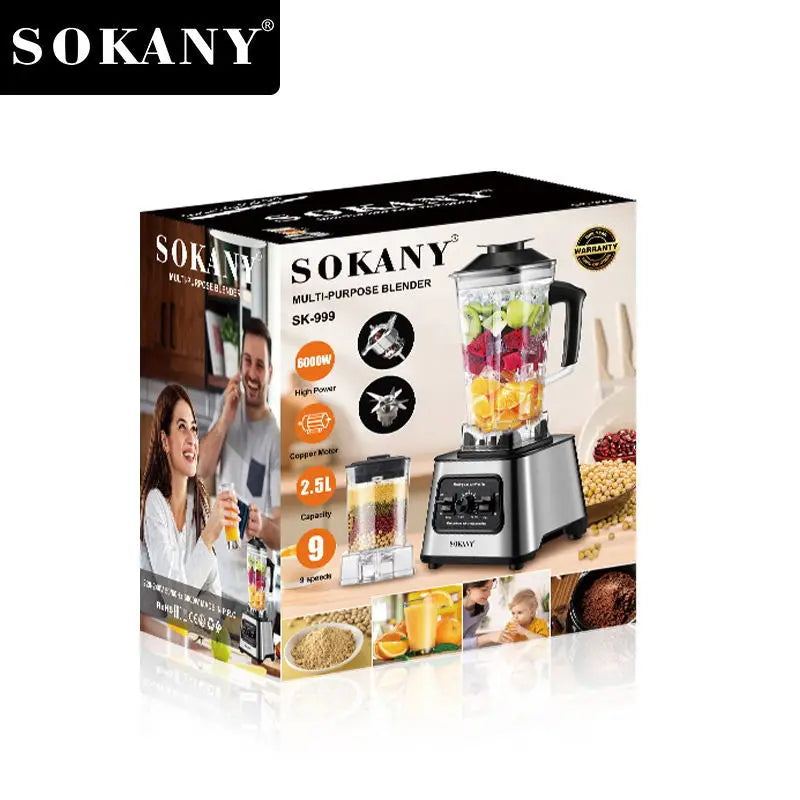 6000W Heavy Duty Commercial Blender Food Processor Stationary Mixer Ice Smoothies for Kitchen High Power Juicer Blender BPA Free