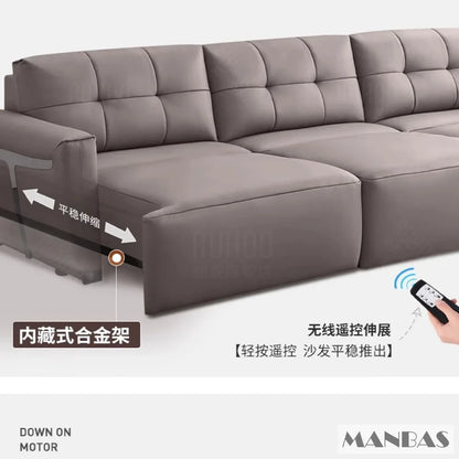 MINGDIBAO Electric Convertible Sofa Bed Italian Genuine Leather Sleeper Couch Multifunction Folding Sofas Beds for Cinema Room