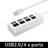 Adaptador de corriente USB 3.0, concentrador divisor multiUSB de 4/7 puertos, concentrador USB 2.0, conmutador expansor múltiple USB, concentrador de cable de 30 cm, estaciones de acoplamiento
