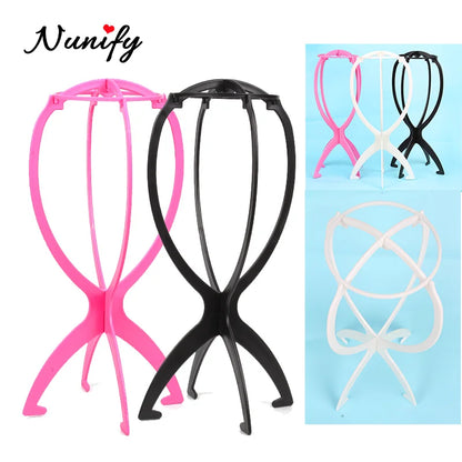 Nunify suporte de peruca de plástico portátil suporte de cabeça de peruca preto rosa suporte de pendurar durável ferramentas de exibição de cabelo acessórios de peruca