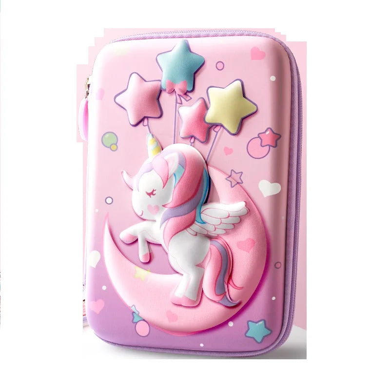 3D Pencil Case EVA Stationery Box School Supplies Pink Unicorn Pen Bag Ruler Storage Eraser Holder Pouch Rabbit Organizer INS A