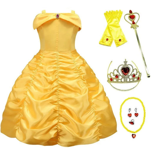 Girls Belle Dress Kids Ball Gown Princess Costume Beauty and Beast Children Christmas Birthday Carnival Party Cosplay Disguise