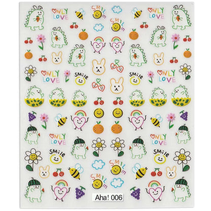 42Model Sticker Nail Decal 3D Adhesive Patch,Smile/Animal/Flower Nail Art Decorations Manicure Sticker Easter Day Design Decal-