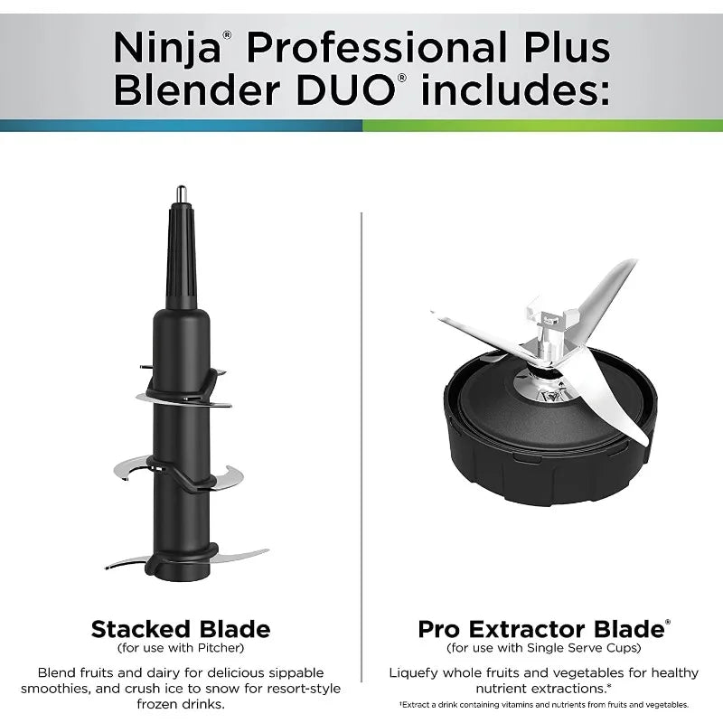 Ninja BN751 Professional Plus DUO Blender, 1400 Peak Watts, 72-oz. Total Crushing Pitcher & (2) 24 oz. To-Go Cups, Black