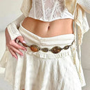 1/2pcs Retro Style WOMEN'S Metal Waist Chain Accessories Decorative Circle Carved Chain Belt High Style Accessories