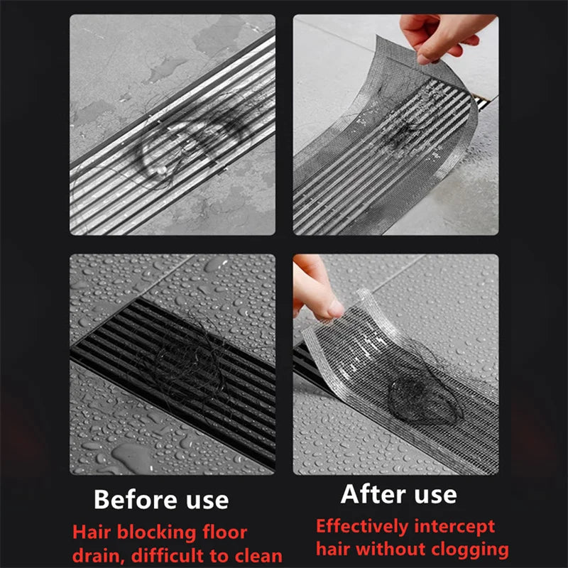 Recogedor de pelos autoadhesivo para desagüe de ducha, cortable, malla desechable, para fregadero de cocina y baño