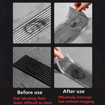 Recogedor de pelos autoadhesivo para desagüe de ducha, cortable, malla desechable, para fregadero de cocina y baño