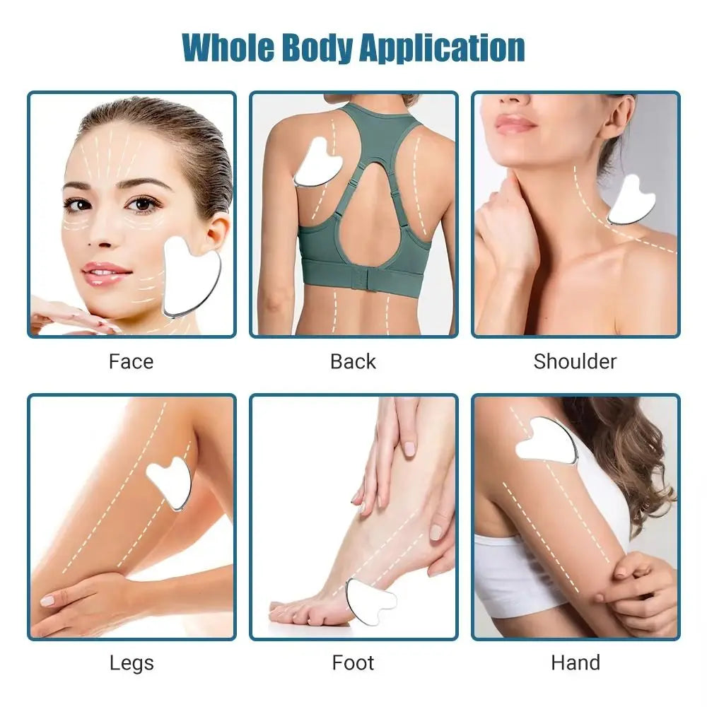 New Stainless Steel Gua Sha Scraper Heart Shape Universal Face Massager Guasha Massage Tool for Facial Beauty Eye Massage