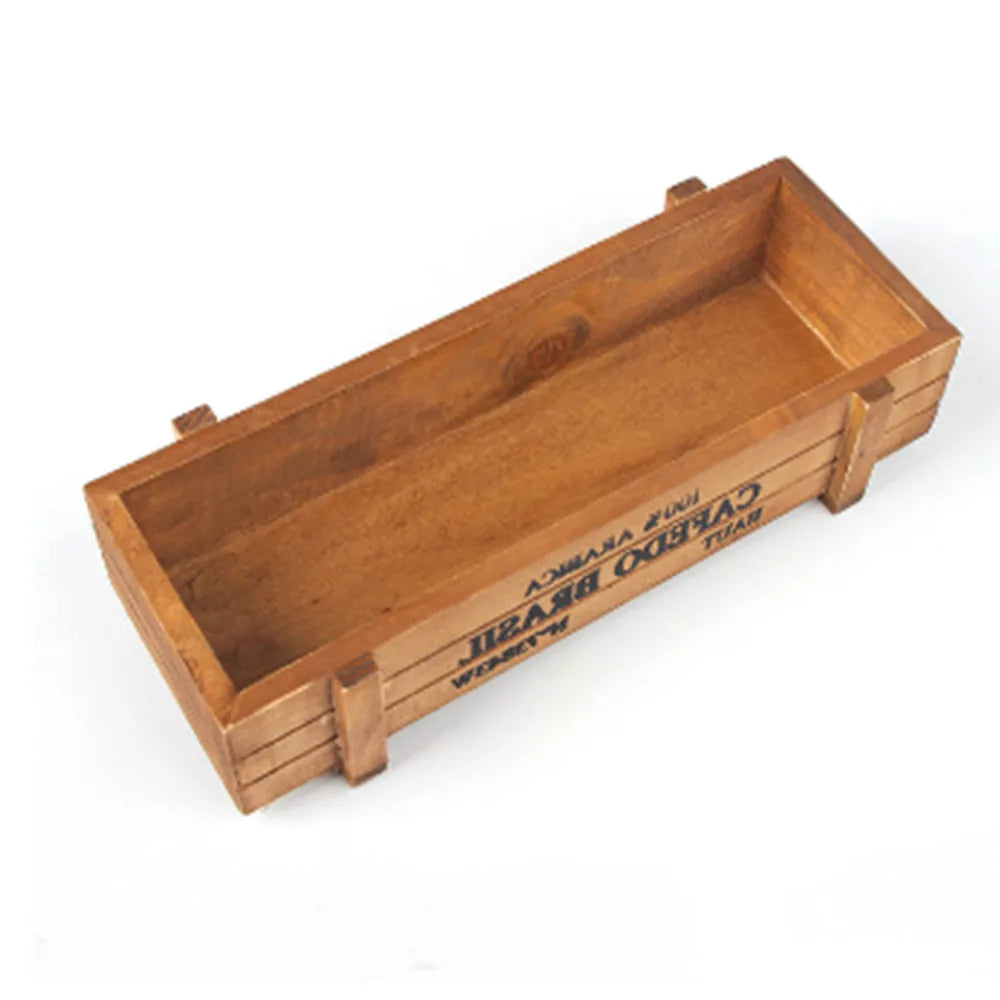 Maceta de madera vintage para jardín, maceta rectangular para suculentas, macetero para plantas, contenedor para flores suculentas.