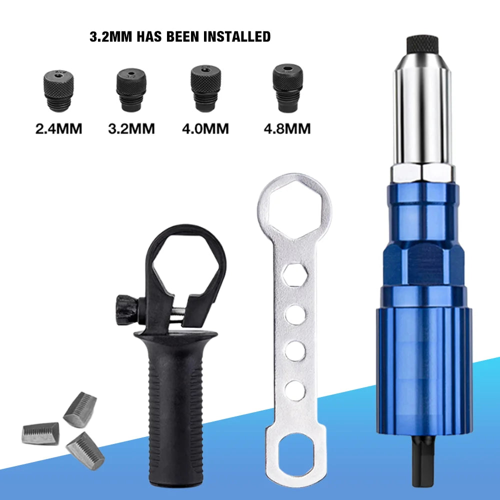 Remachadora, adaptador para remachadora eléctrica, herramientas de 2,4 mm, 3,2 mm, 4,0 mm y 4,8 mm, remachadora doméstica, para taladros eléctricos