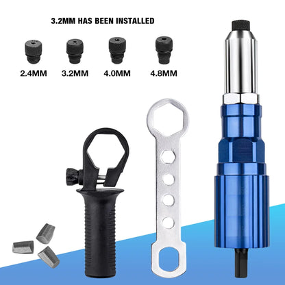 Remachadora, adaptador para remachadora eléctrica, herramientas de 2,4 mm, 3,2 mm, 4,0 mm y 4,8 mm, remachadora doméstica, para taladros eléctricos