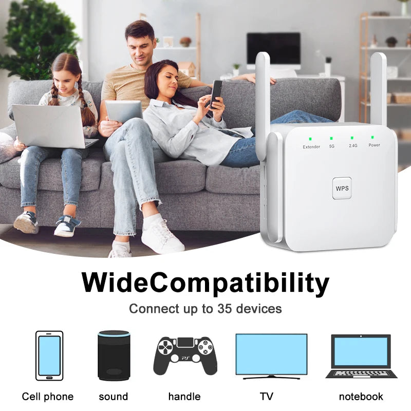 FSU 5G WiFi Repeater Wifi Amplifier Wifi Extender Network Wifi Booster 1200Mbps Long Range Wireless network internet  Repeater