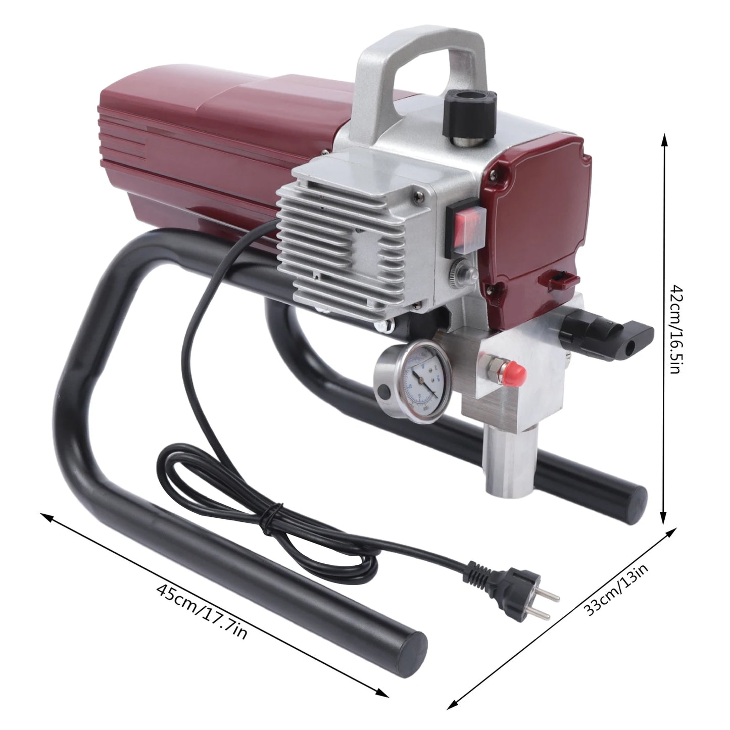 Kit de pistola pulverizadora elétrica 1800W TA-4500, pulverizador de tinta de parede sem ar, pressão de pulverização ajustável com tubo para parede e teto/madeira