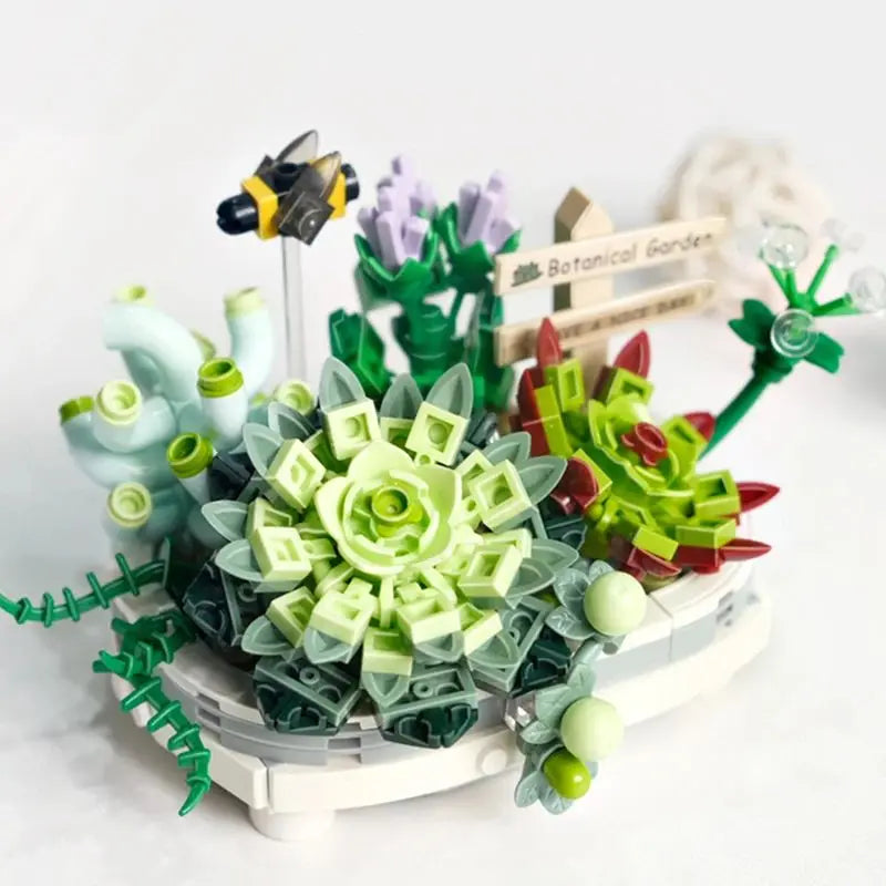 DIY Flower Vase Succulent Cactus Snow Lotus Potting Plants Gardens Building Blocks Model MINI Bricks Kids Sets Kits Toys