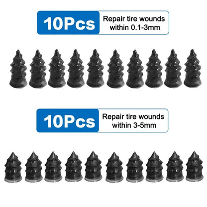 Pneus Puncture Repair Rubber para carro, motocicleta, scooter, bicicleta, reparo de pneus a vácuo, Metal Nail Set, acessórios de pneus de carro