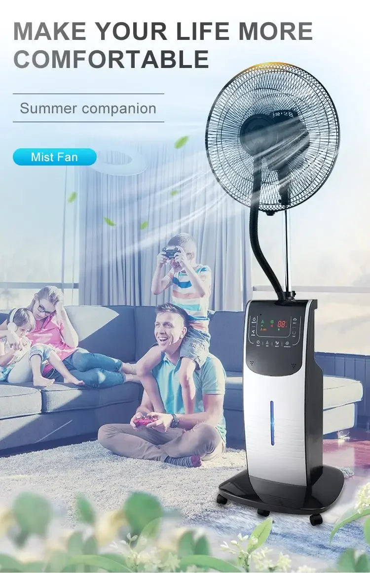 Air Cooler Domestic Standing Humidifier Mist Fan With Remote Water Mist Fan Spray
