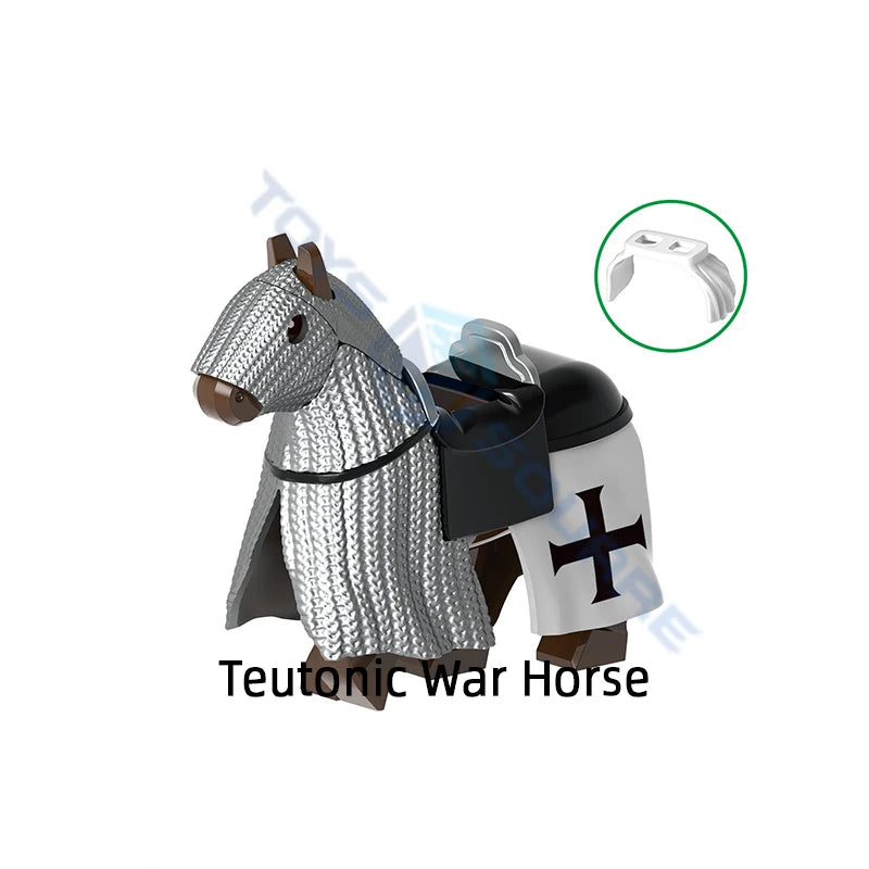 The Medieval Teutonic Knights Templar Holy Sepulchre Hospitaller War Horse Model Blocks MOC Bricks Set Gifts Toys G0128